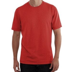 Woolrich Short Sleeve Riverside Tee Guava Red Men's XL Textured White Gray